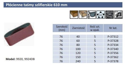 PASY BEZKOŃCOWE 76 x 610mm gr.100 25szt 9920, 9924DB PASY BEZKOŃCOWE 76 x 610mm gr.100 25szt 9920, 9924DB