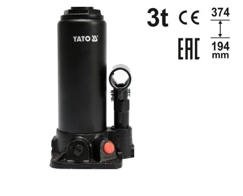 YATO DŹWIGNIK TŁOKOWY HYDRAULICZNY SŁUPKOWY 3T 194-374mm YATO DŹWIGNIK TŁOKOWY HYDRAULICZNY SŁUPKOWY 3T 194-374mm