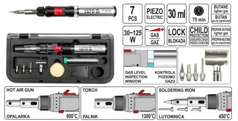 YATO LUTOWNICA GAZOWA 3w1 + AKCESORIA 36706 YATO LUTOWNICA GAZOWA 3w1 + AKCESORIA 36706
