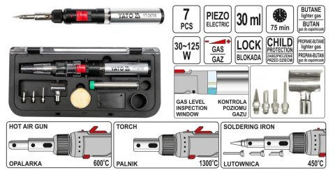 YATO LUTOWNICA GAZOWA 3w1 + AKCESORIA 36706 YATO LUTOWNICA GAZOWA 3w1 + AKCESORIA 36706