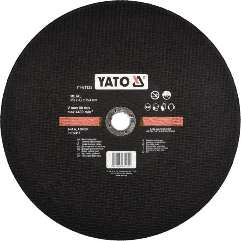YATO TARCZA DO CIĘCIA MET. 355x3,2x25,4MM YATO TARCZA DO CIĘCIA MET. 355x3,2x25,4MM