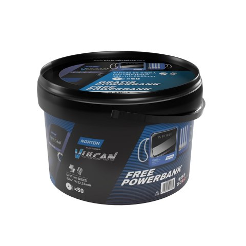 NORTON TARCZA.VULCAN 230 x 1,9 WIADERKO 50/szt. A46S DO METALU+POWERBANK GRATIS