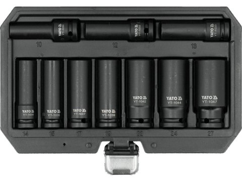 YATO ZESTAW NASADEK UDAROWYCH DŁUGICH 1/2" 10el. 10-27mm
