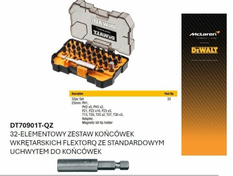 DEWALT ZESTAW KOŃCÓWEK FLEXTORQ 32cz. /MCALREN