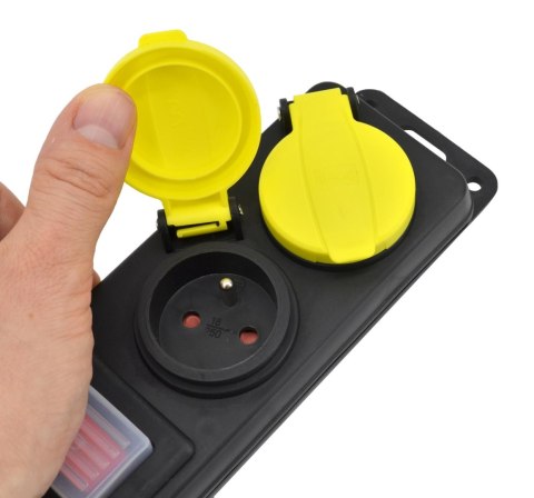 AWTOOLS PRZEDŁUŻACZ WARSZTATOWY CZARNY 2 GNIAZDA 5,0m Z UZIEMIENIEM, WYŁĄCZNIK