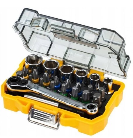 DEWALT ZESTAW KOŃCÓWEK +NASADKI +GRZECHOTKA 24cz.