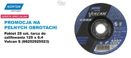 NORTON TARCZA DO SZLIFOWANIA VULCAN 125mm x 6,4mm A30S DO METALU /25szt.
