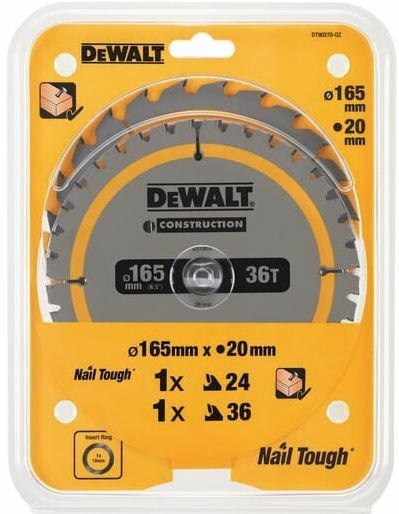 DEWALT PIŁA TARCZ.165x20mm 2szt. 24T i 36T CONSTRUCTION