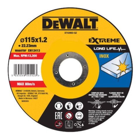 DEWALT TARCZA METAL 115x1,2mm INOX