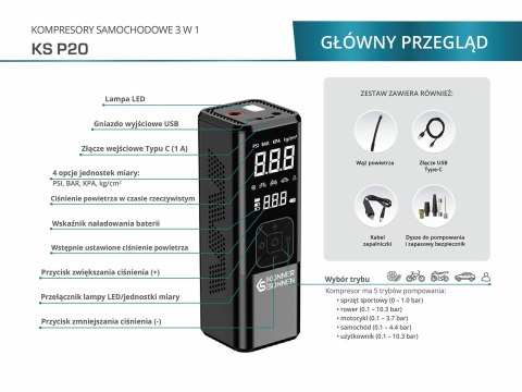 KÖNNER & SÖHNEN KOMPRESOR AKUMULATOROWY 3 w 1 P20