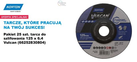 NORTON TARCZA DO SZLIFOWANIA VULCAN 125mm x 6,4mm A30P DO METALU /25szt.