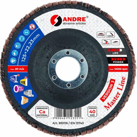 ANDRE ŚCIERNICA LISTKOWA 125mm P 40 CERAMICZNA MASTER LINE WERSJA III