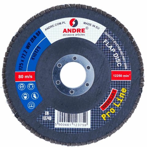 ANDRE ŚCIERNICA LISTKOWA 125mm P 80 CYRKONOWA PRO LINE WERSJA I