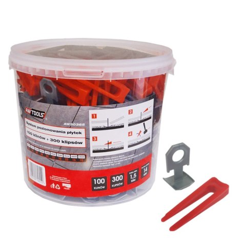 AWTOOLS SYSTEM POZIOMOWANIA PŁYTEK STANDARD 1,5mm - 7-15mm - KLIPS 300szt. + KLIN 100szt. AWTOOLS SYSTEM POZIOMOWANIA PŁYTEK STANDARD 1,5mm - 7-15mm - KLIPS 300szt. + KLIN 100szt.