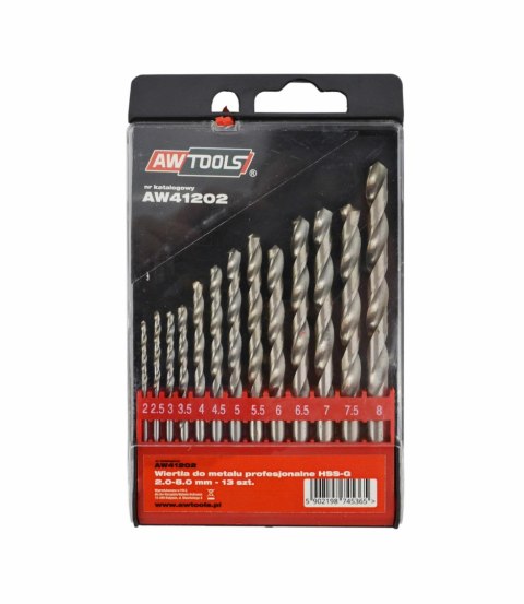 AWTOOLS WIERTŁA DO METALU HSS-G KOMPLET 13elem. /2.5 - 8mm/ AWTOOLS WIERTŁA DO METALU HSS-G KOMPLET 13elem. /2.5 - 8mm/