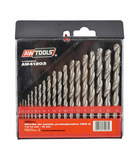AWTOOLS WIERTŁA DO METALU HSS-G KOMPLET 19elem. /1,0-10,0mm/ AWTOOLS WIERTŁA DO METALU HSS-G KOMPLET 19elem. /1,0-10,0mm/