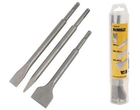 DEWALT DŁUTO SDS KOMPLET 3 elem. SZPIC + DŁUTA PŁASKIE 20 i 40mm DEWALT DŁUTO SDS KOMPLET 3 elem. SZPIC + DŁUTA PŁASKIE 20 i 40mm