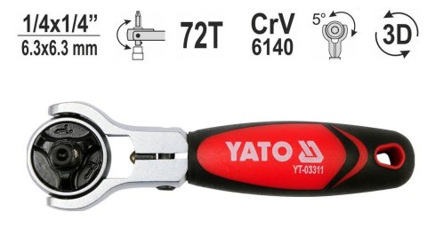 YATO GRZECHOTKA Z OBRTOWĄ GŁOWICĄ 1/4" 2W1 YATO GRZECHOTKA Z OBRTOWĄ GŁOWICĄ 1/4" 2W1
