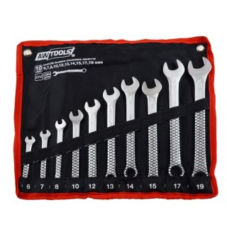 AWTOOLS KLUCZ PŁASKO-OCZKOWY KPL.10szt. /6mm-19mm/ BLACK LINE