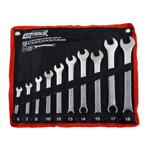 AWTOOLS KLUCZ PŁASKO-OCZKOWY KPL.10szt. /6mm-19mm/ BLACK LINE