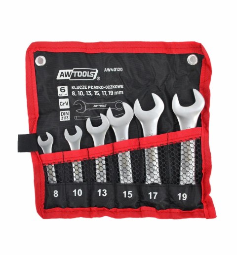 AWTOOLS KLUCZ PŁASKO-OCZKOWY KRÓTKI KPL. 6szt. /8mm-19mm/