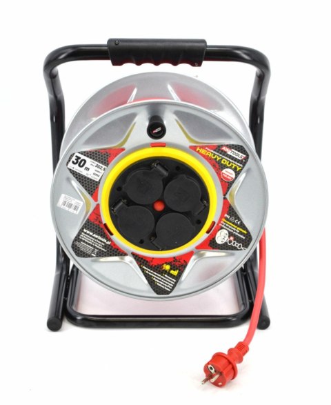 AWTOOLS PRZEDŁUŻACZ BĘBEN METAL 40m 3x1,5mmCZERWONY HEAVY DUTY 16A / 3680W / IP44
