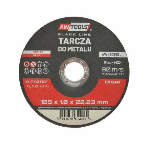 AWTOOLS TARCZA DO METALU 125*1,6mm BLACK LINE