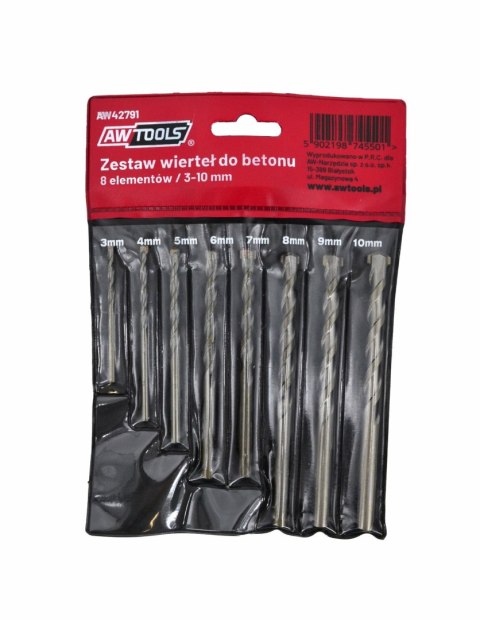 AWTOOLS WIERTŁO DO BETONU KPL.8szt./3-4-5-6-7-8-9-10mm/