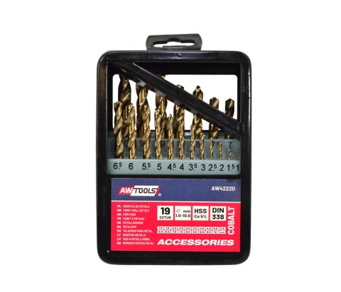 AWTOOLS WIERTŁO METAL KOBALT KPL.19szt/1,0-10,0mm