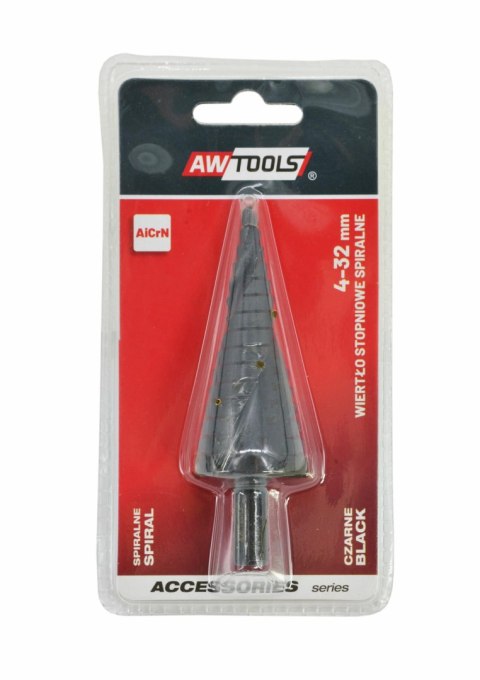 AWTOOLS WIERTŁO STOPNIOWE SPIRALNE/ 4-32mm/ AICrN/ CZARNE