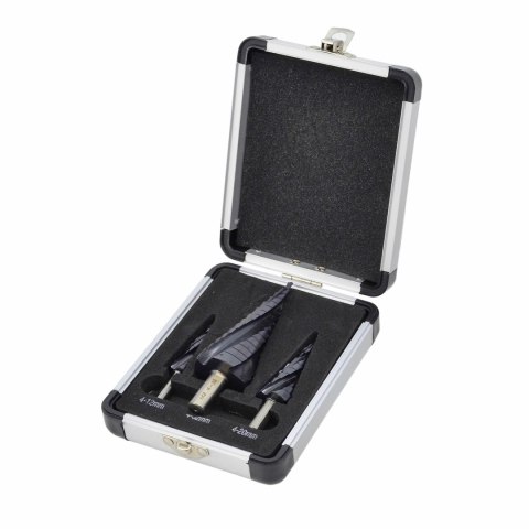 AWTOOLS WIERTŁO STOPNIOWE SPIRALNE M2-TiAlN / Kpl. 3 szt. / 4-12mm / 4-20mm / 4-39mm /BL