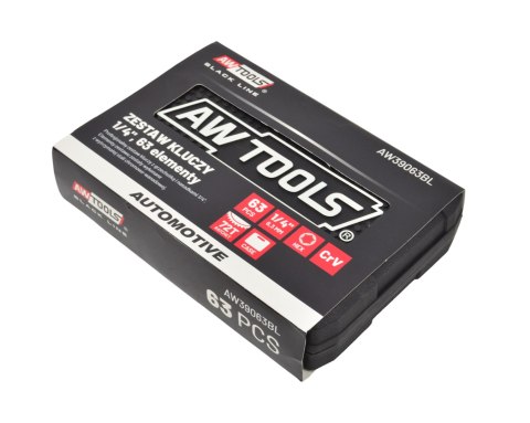 AWTOOLS ZESTAW KLUCZY 63el. 1/4" BLACK LINE