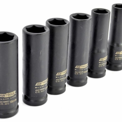 AWTOOLS ZESTAW NASADEK UDAROWYCH 1/2" 14cz.DŁUGIE BLACK LINE10-12-13-14-15-17-18-19-21-22-24-27-30-32mm