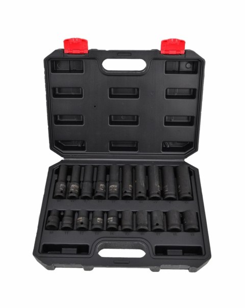 AWTOOLS ZESTAW NASADEK UDAROWYCH 1/2" 20cz./10-19mm/ KRÓTKIE I DŁUGIE BLACK LINE