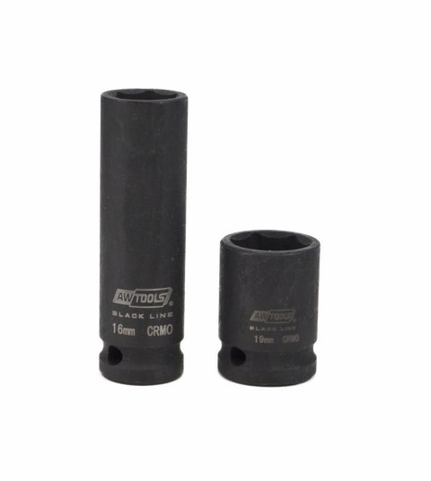 AWTOOLS ZESTAW NASADEK UDAROWYCH 1/2" 20cz./10-19mm/ KRÓTKIE I DŁUGIE BLACK LINE