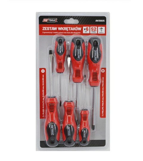 AWTOOLS ZESTAW WKRĘTAKÓW BLISTER S2 / 6szt.