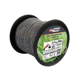 AWTOOLS ŻYŁKA TNĄCA CLASSIC 2,4x100m/ SKRĘCANA KWADRAT Z RDZENIEM/ SZPULA