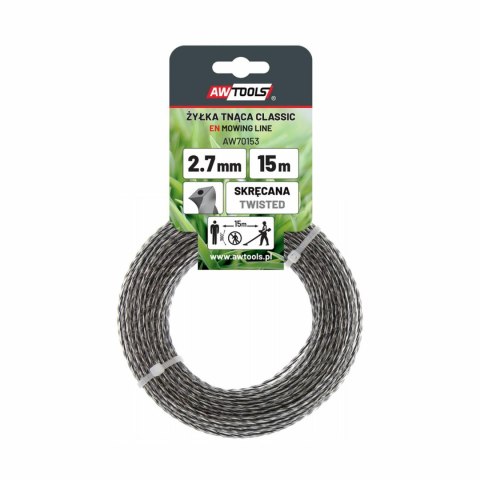 AWTOOLS ŻYŁKA TNĄCA CLASSIC 2,4x15m/ SKRĘCANA KWADRAT Z RDZENIEM